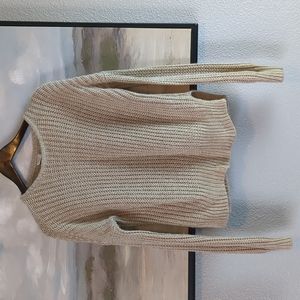 ESSENTIALS BY FULL TILT TAN KNIT CROP SWEATER SIZE SMALL